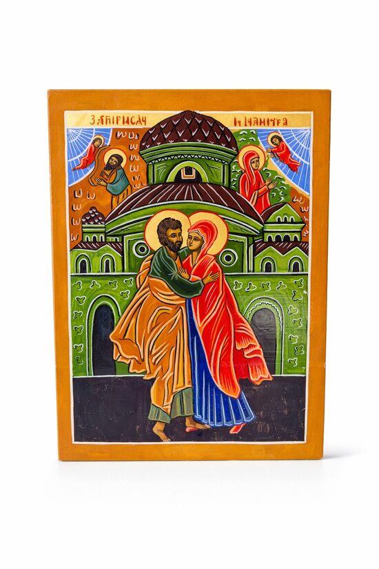 Dekoratīvs reliģisks sienas dekors ikonogrāfijas stilā